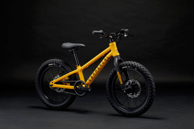 Commencal Ramones 16" Kids Mountain Bike in Ohlins Yellow - Angled Profile View