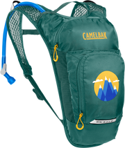 CamelBak Mini M.U.L.E. 50oz Kids Hydration Pack - Green with mountains from back