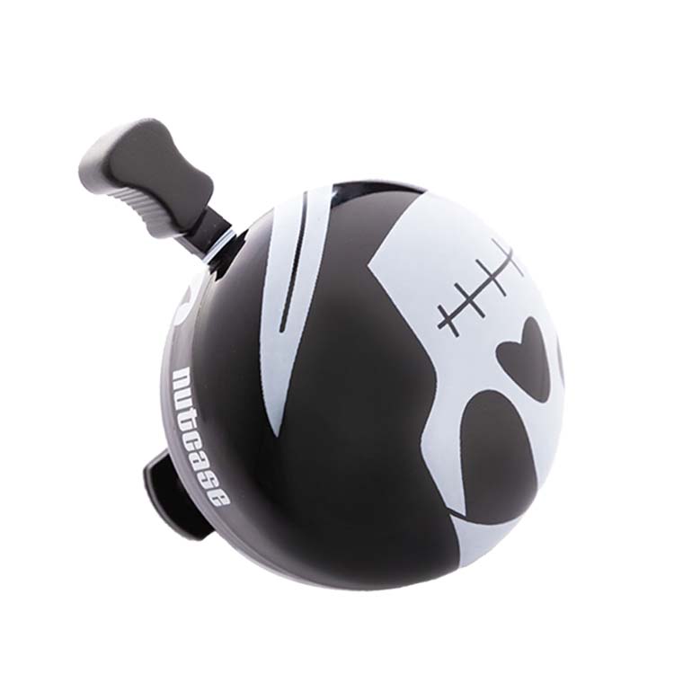 Nutcase Bike Bell - Black and White Skull Ride The Plank Design