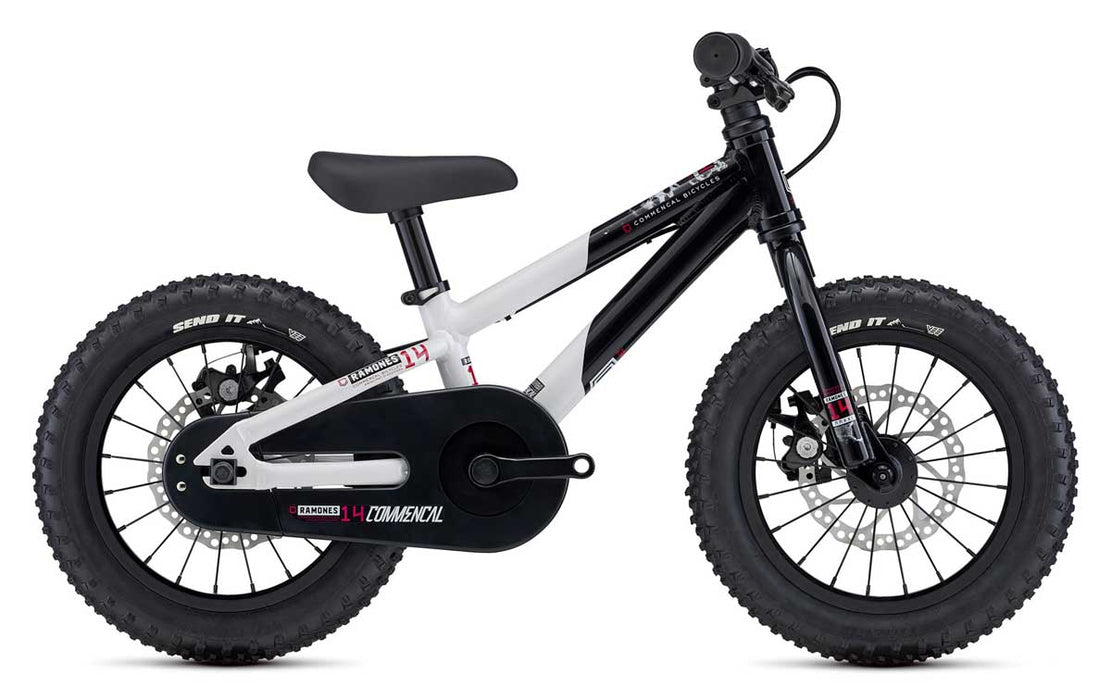 2021 Commencal Ramones 14" Mountain Bike Black and White SideCommencal Ramones 14 Kids Mountain Bike (Single Speed)