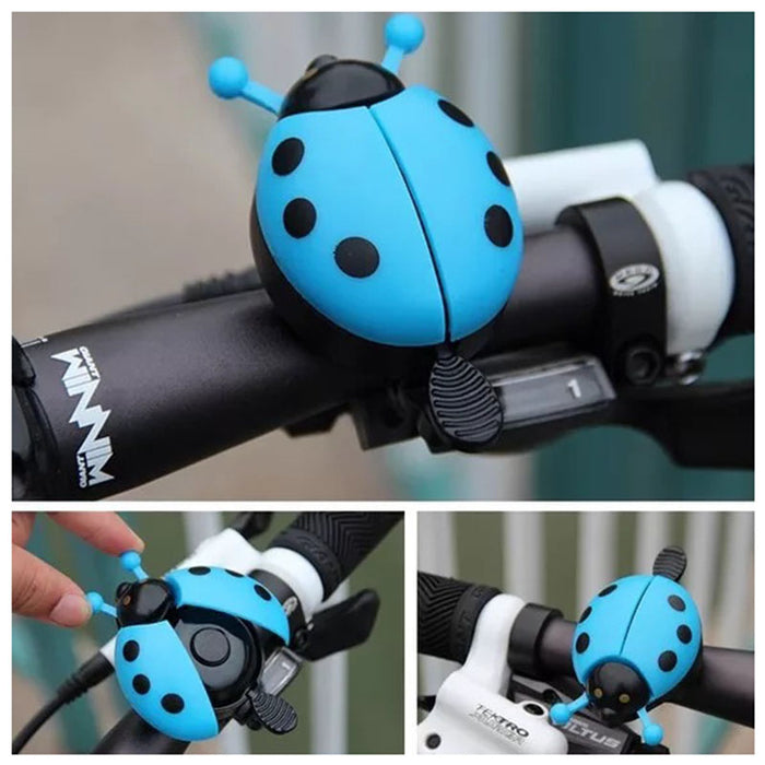 Flying Ladybug Bike Bell Blue on Bike