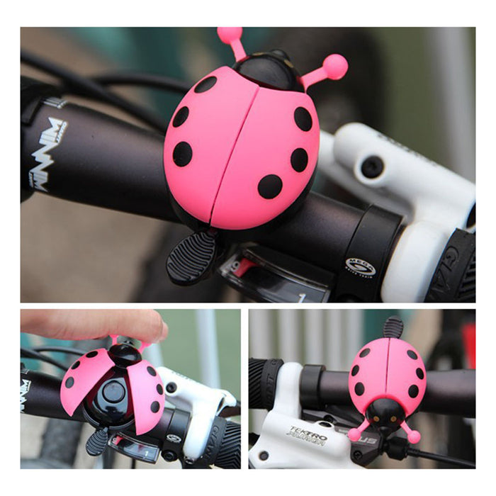 Flying Ladybug Bike Bell Pink on Bike