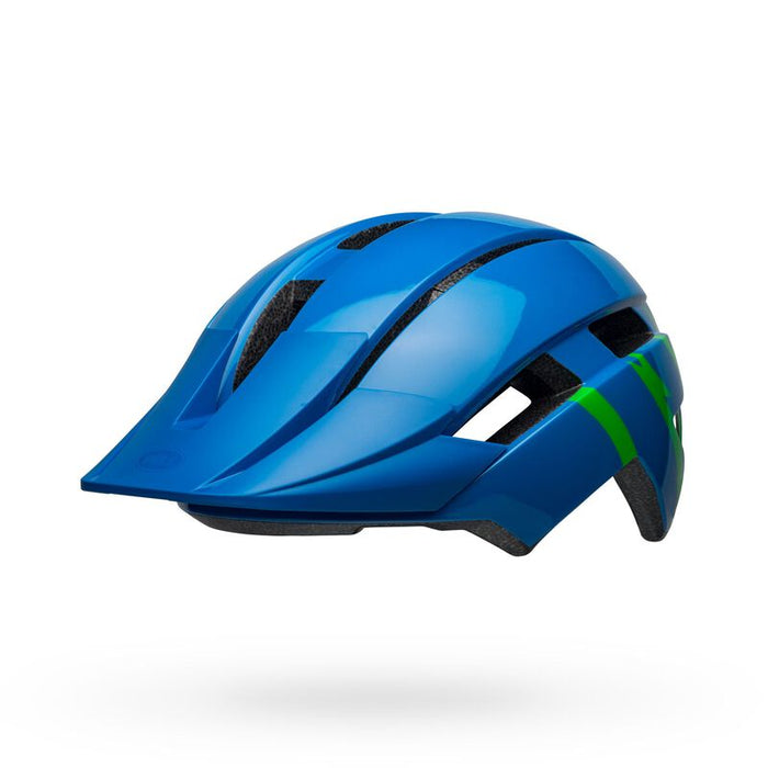 Bell Sidetrack II Strike Gloss Blue and Green Youth Bike Helmet ANgle