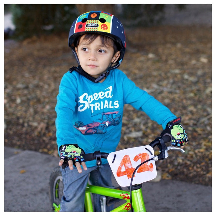 ZippyRooz Monsters Kids Bike Gloves In Action