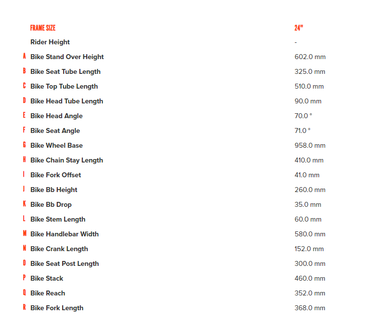 Diamondback bike size online chart